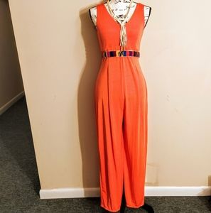 Sold***Disco/Studio 54 Orange Jumpsuit/Romper